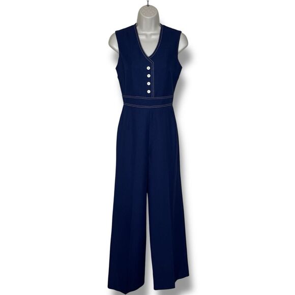 Vintage 70s Jerell of Texas Blue Sleeveless Jumpsuit Jacket Women Size 7 Western - Picture 2 of 16